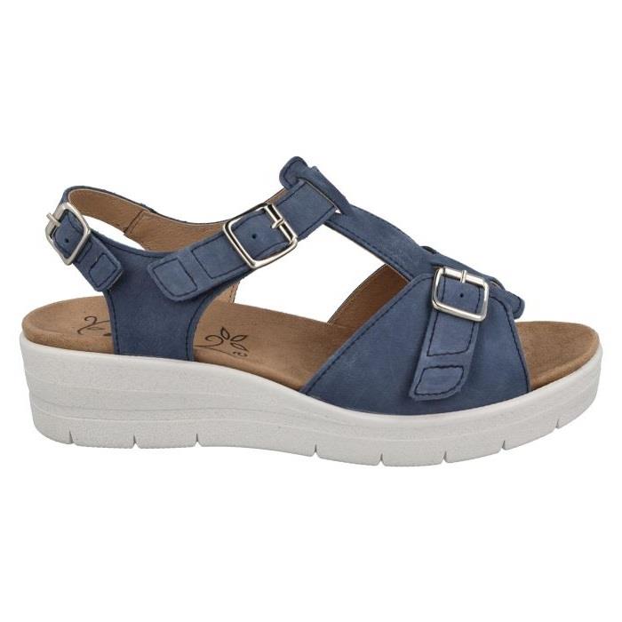 Women's Wide Fit DB Francesca Sandals in Blue Nubuck - Image 2