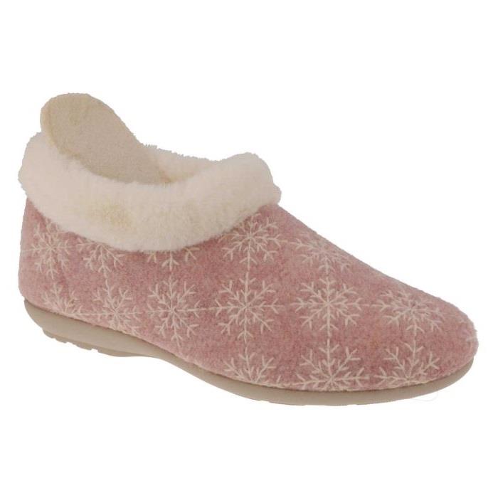 Women's Wide Fit DB Libby Slippers in Navy / White Snowflake - Image 11
