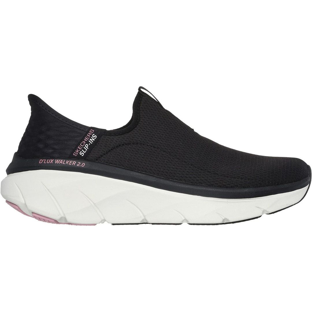 Women's Relaxed Fit Skechers 150099 Slip-ins Sport D'lux Walker 2.0 Happy Step Trainers in Black/Pink - Image 2