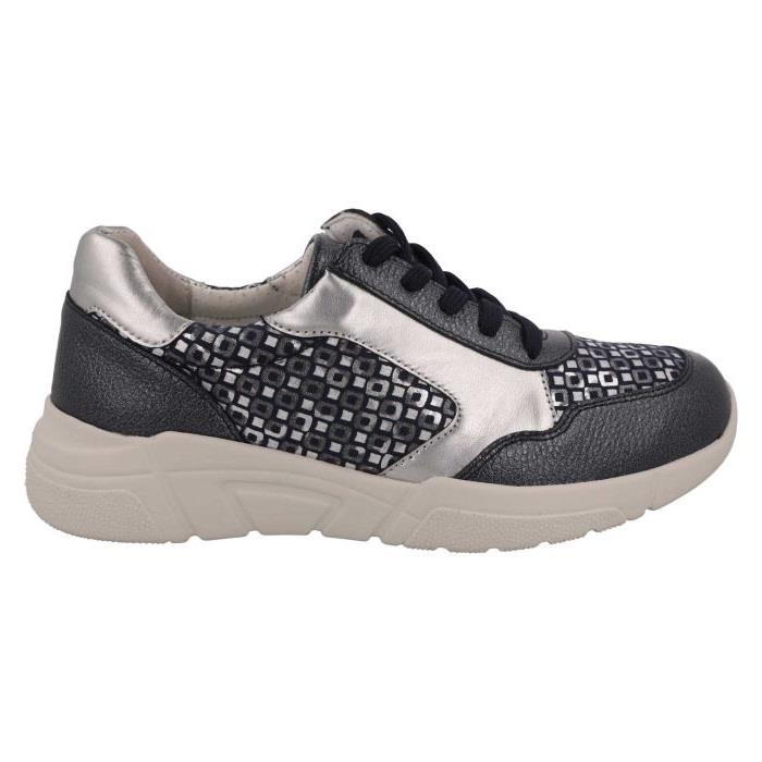 Women's Wide Fit DB Lauren Trainers in Navy / Silver / Leather / Multi - Image 1
