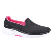 Women's Wide Fit Skechers 124508 Go Walk 6 Big Splash Trainers - Black/Hot Pink