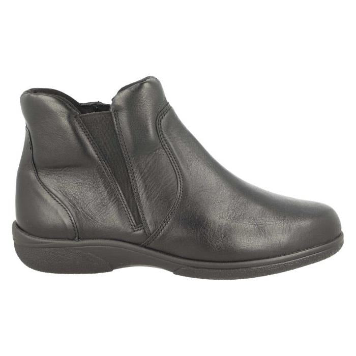 Women's Wide Fit DB Daylily Boots in Black Leather - Image 1