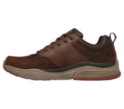 Men's Wide Relaxed Fit Skechers 66204 Benago Street Wear Treno Walking Trainers - Dark Brown