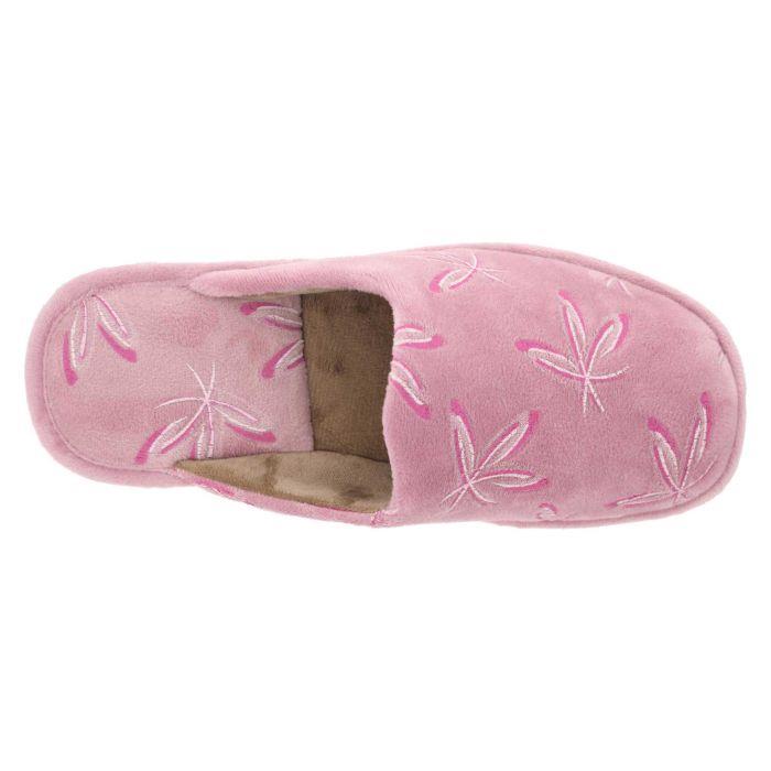 Women's Wide Fit DB Balsam Mule Slippers in Blue Floral Velour - Image 10