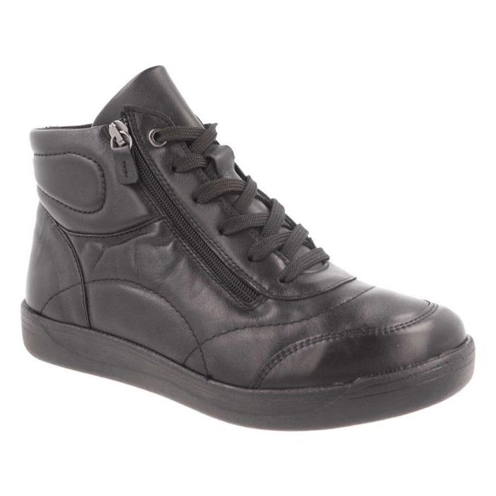 Women's Wide DB Fit Amber Ankle Zip Boots in Black Leather - Image 4