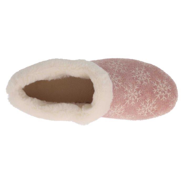 Women's Wide Fit DB Libby Slippers in Navy / White Snowflake - Image 1
