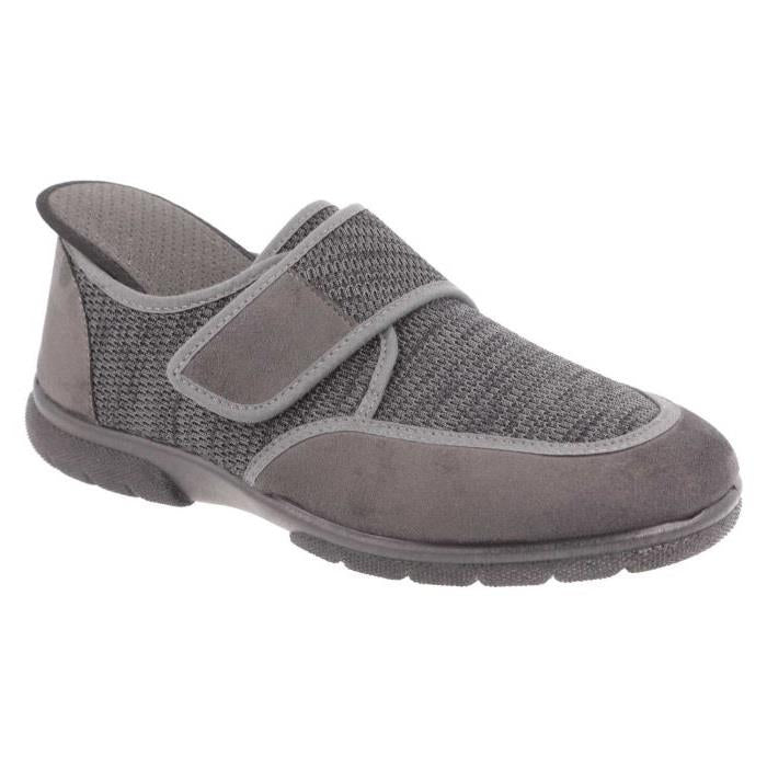 Men's Wide Fit DB Gavin Velcro Slippers in Navy Stretch / Navy Suedette - Image 1