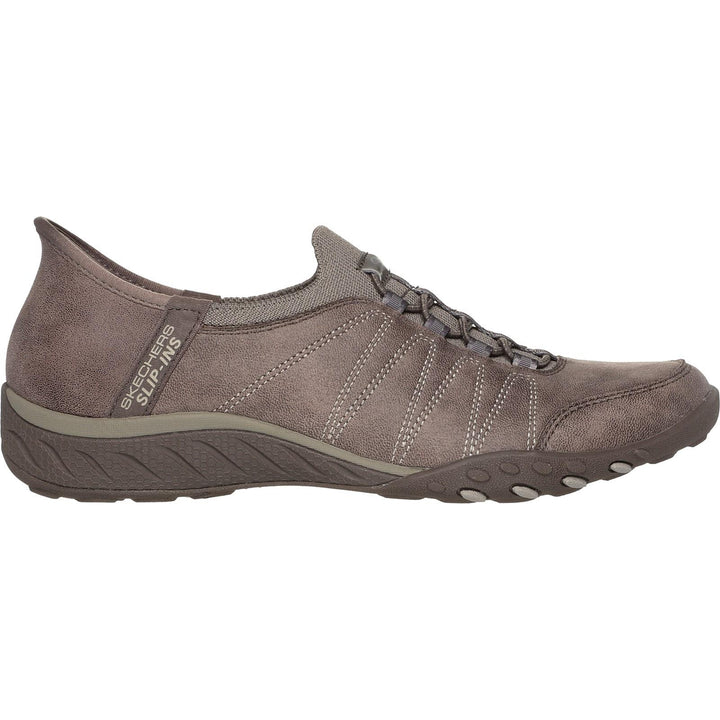 Women's Relaxed Fit Skechers 100615 Slip-ins Breathe Easy Home Body Shoes in Dark Taupe - Image 1