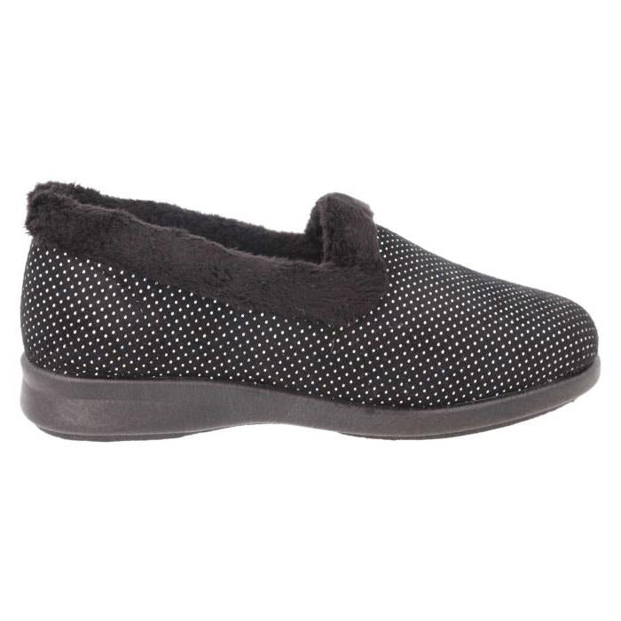 Women's Wide Fit DB Betony Slippers in Rose Velour / Shiny Dot - Image 1