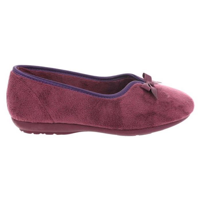 Women's Wide Fit DB Kayleigh Slippers in Mauve Velour - Image 1
