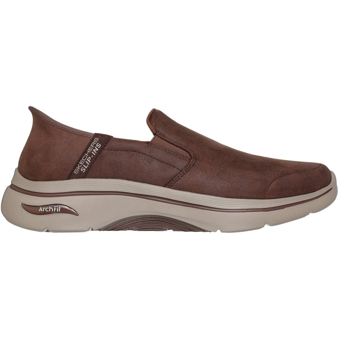 Men's Wide Fit Skechers 216813 Slip-ins Go Walk Arch Fit 2.0 Quest Trainers in Brown - Image 2