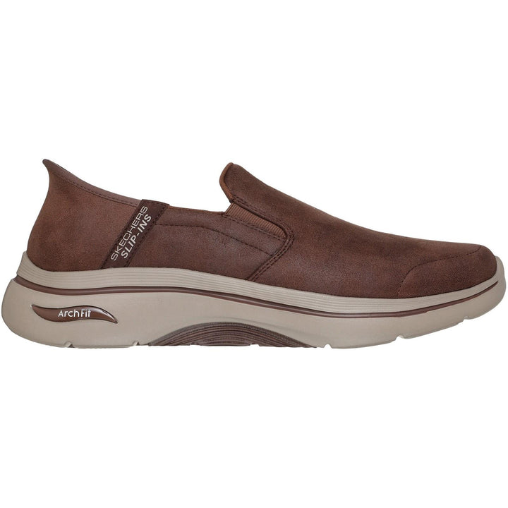 Men's Wide Fit Skechers 216813 Slip-ins Go Walk Arch Fit 2.0 Quest Trainers in Brown - Image 1