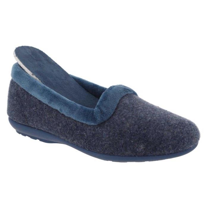 Women's Wide Fit DB Celia Slippers in Navy Felt - Image 6