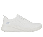 Womens Wide Fit Skechers Bobs Squad Chaos Face Off 117209 Vegan Trainers - Off White