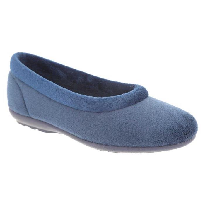 Women's Wide Fit DB Jade Slippers in Green Velour - Image 3