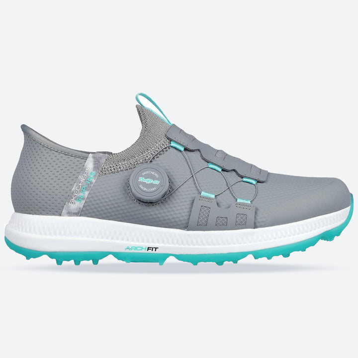 Women's Wide Fit Skechers 123062 Slip-ins Waterproof Go Golf Elite 5 Trainers in Grey/Aqua - Image 1