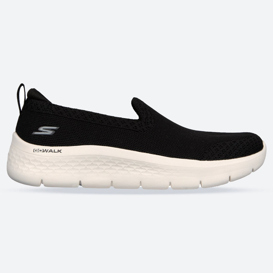 Women's Wide Fit Skechers 124957 Walk Flex Bright Trainers in Black/White - Image 1
