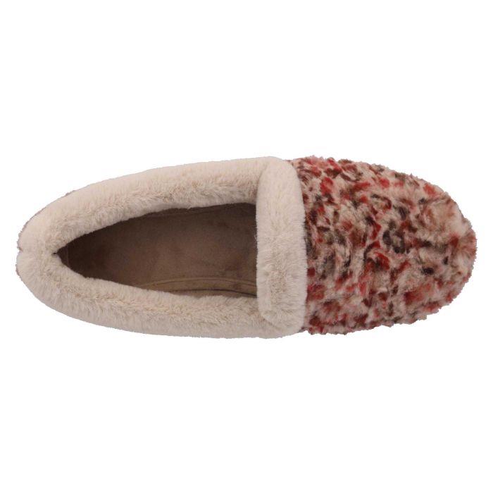 Women's Wide Fit DB Paige Slip on Slippers in Beige Multi Textile - Image 1