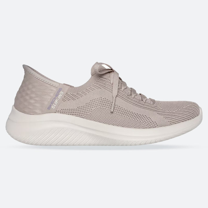 Women's Wide Fit Skechers 149710 Slip-ins Ultra Flex 3.0 Brilliant Trainers - Taupe