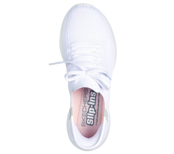 Women's Wide Fit Skechers 149710W Slip-ins Ultra Flex 3.0 Brilliant Trainers - White