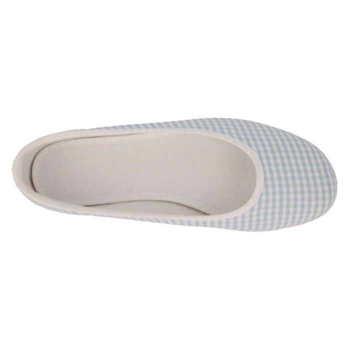 Women's Wide Fit DB Anenome Canvas Pumps in Blue Gingham Canvas - Image 5