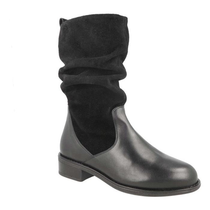 Women's Wide Fit DB Hornbeam Boots in Black Leather / Suede - Image 1
