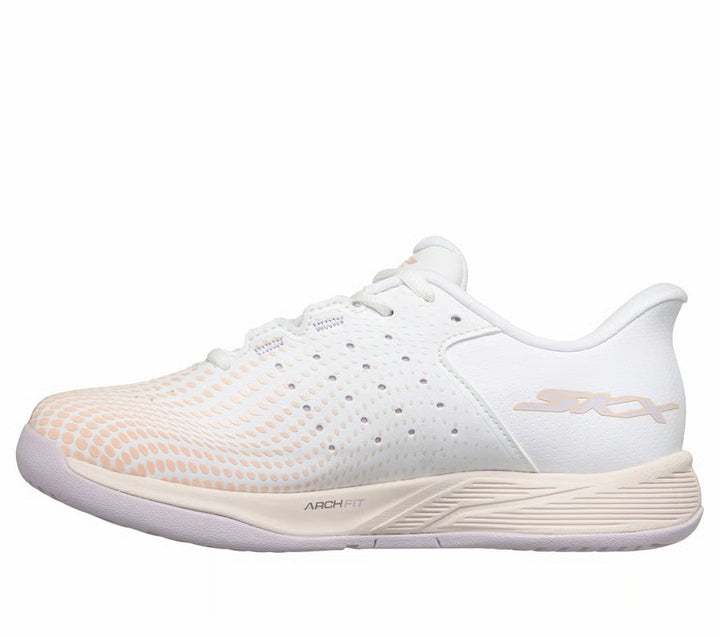 Womens Wide Fit Skechers 172101C Trainers in White/Navy Pink - Image 1