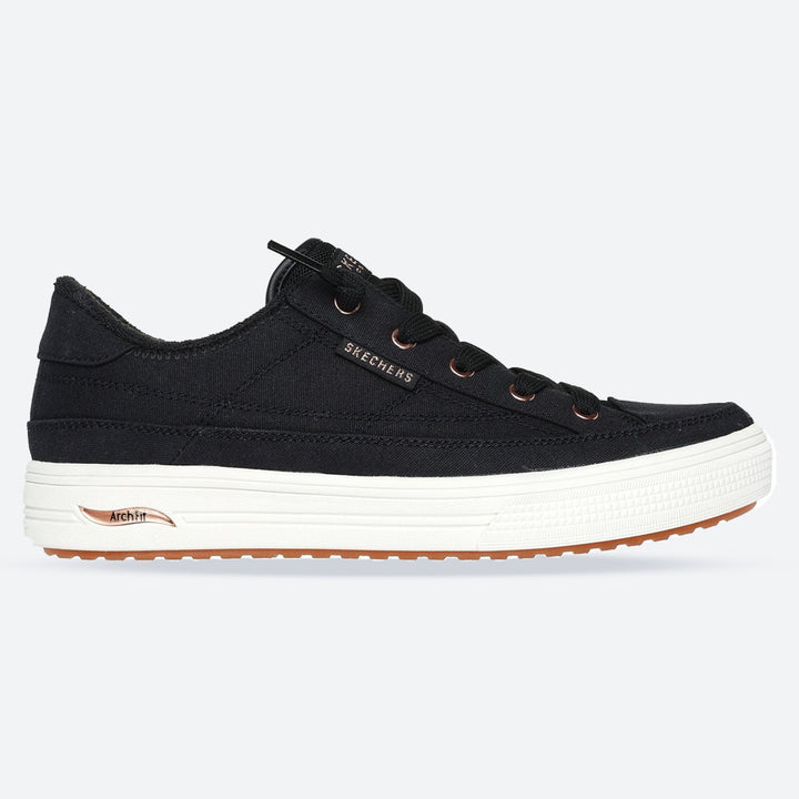 Women's Wide Fit Skechers 177190W Arch Fit Arcade Meet Ya There Shoes - Black in Black - Image 1