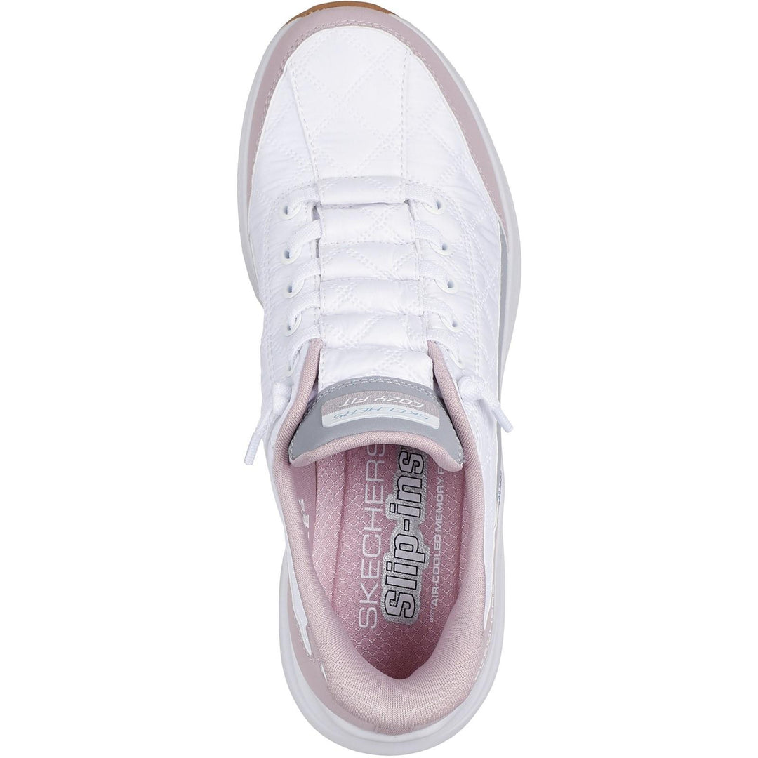 Women's Wide Fit Skechers 150404 Slip-ins Contour Foam Cozy Fit Trainers in White/Lavender - Image 5