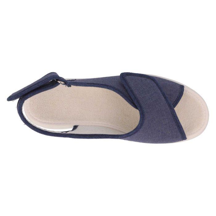 Women's Wide Fit DB Lobelia Sandals in Denim Blue Canvas - Image 1
