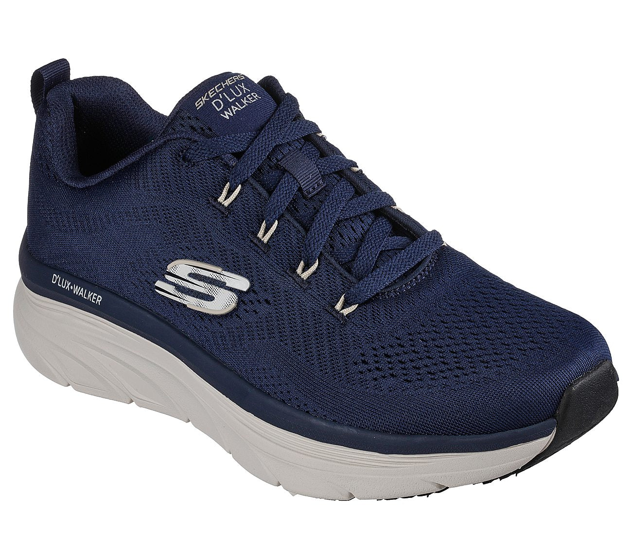 Men s Wide Fit Skechers 232364 Relaxed Fit Meerno D lux Walker Trainers Navy Skechers Wide Fit Shoes Wide Fit Shoes UK