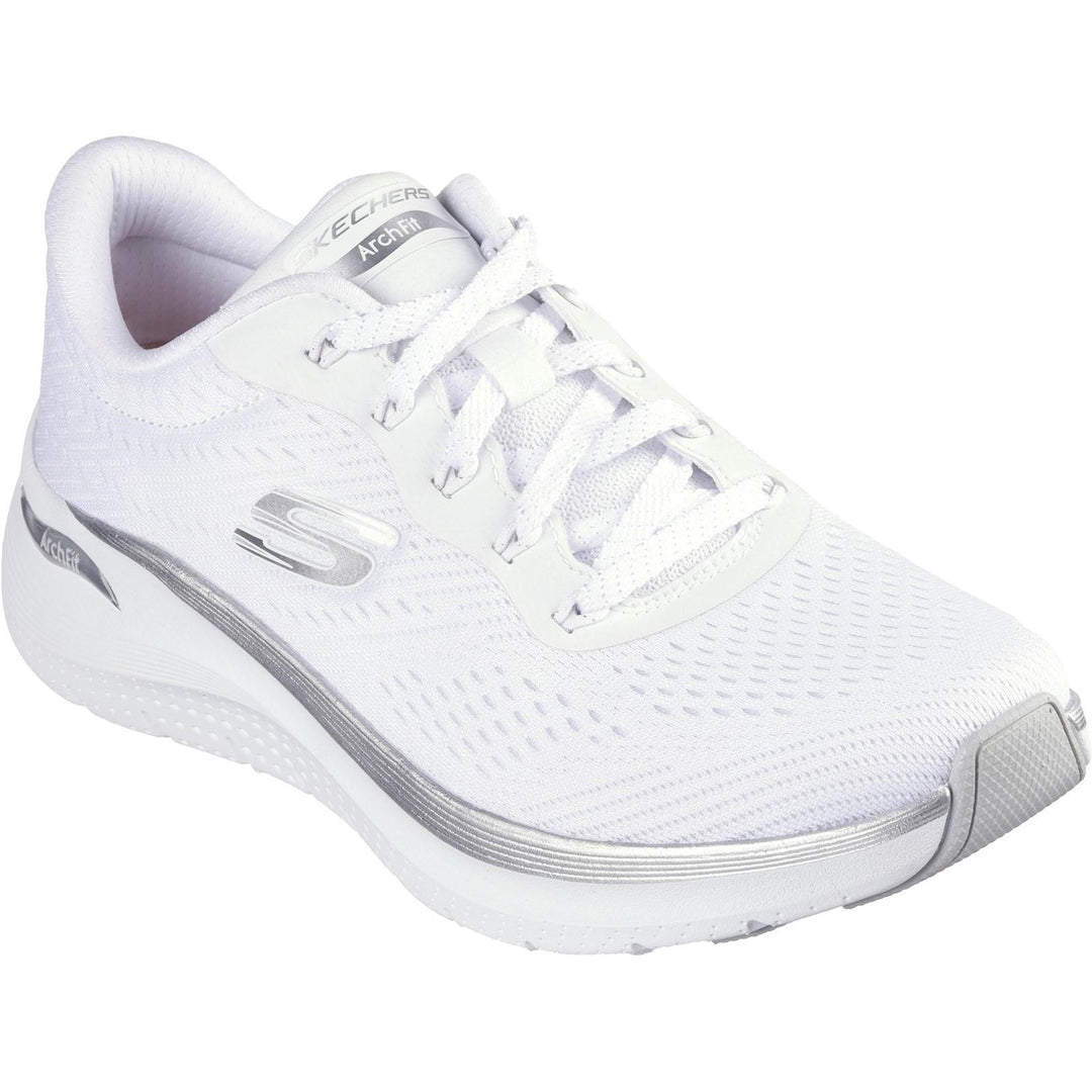 Women's Wide Fit Skechers Arch Fit 150067 2.0 Glow The Distance Trainers in Black/Rose Gold - Image 9
