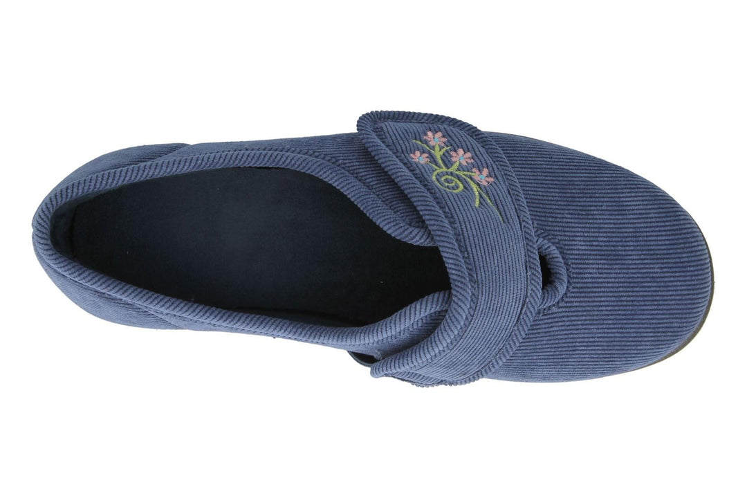 Womens Wide Fit DB Dallas Slippers in Denim Blue - Image 5