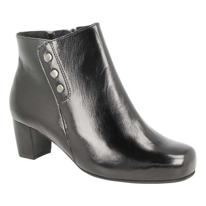 Women's Wide Fit DB Jeannie Heeled Boots in Black Nappa Leather - Image 1