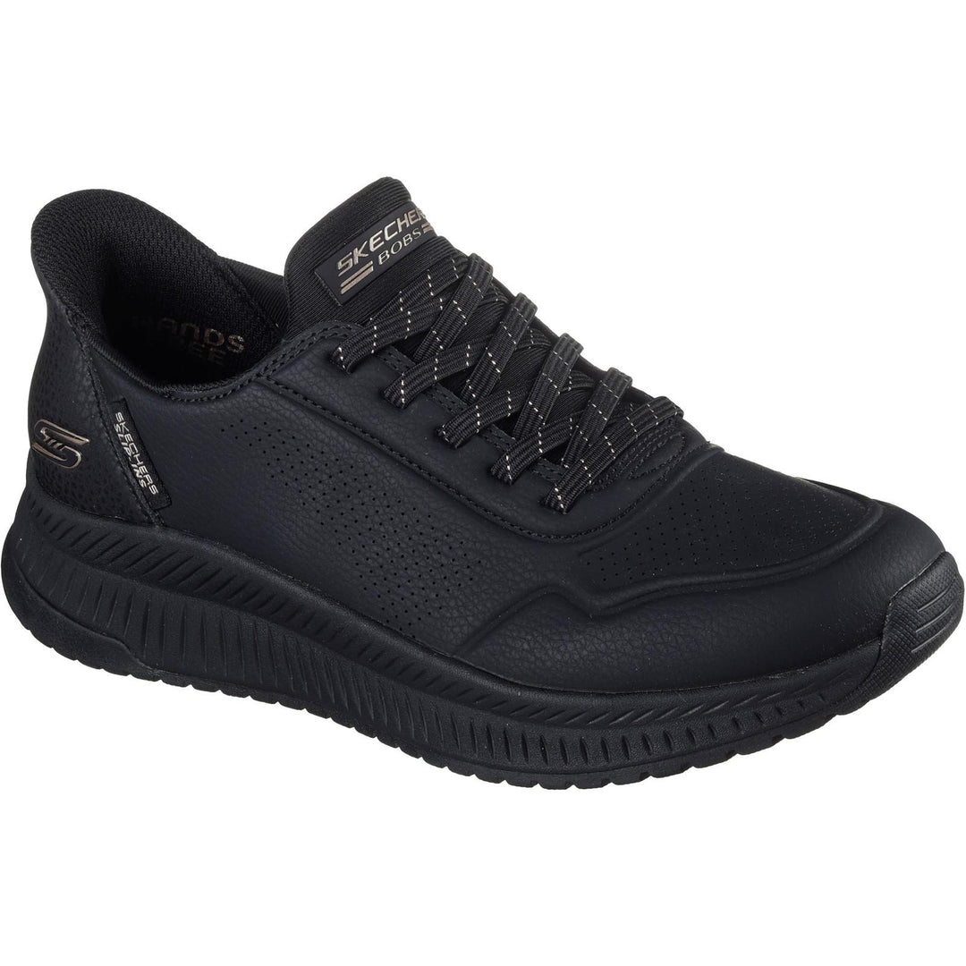 Women's Wide Fit Skechers 117740 Slip-ins Bobs Squad 4 Key Look Trainers in Black - Image 3