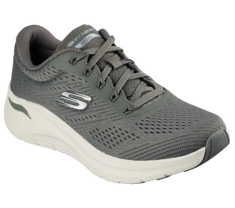 Women's Wide Fit Skechers 150051 Arch Fit 2.0 Big League Trainers - Olive