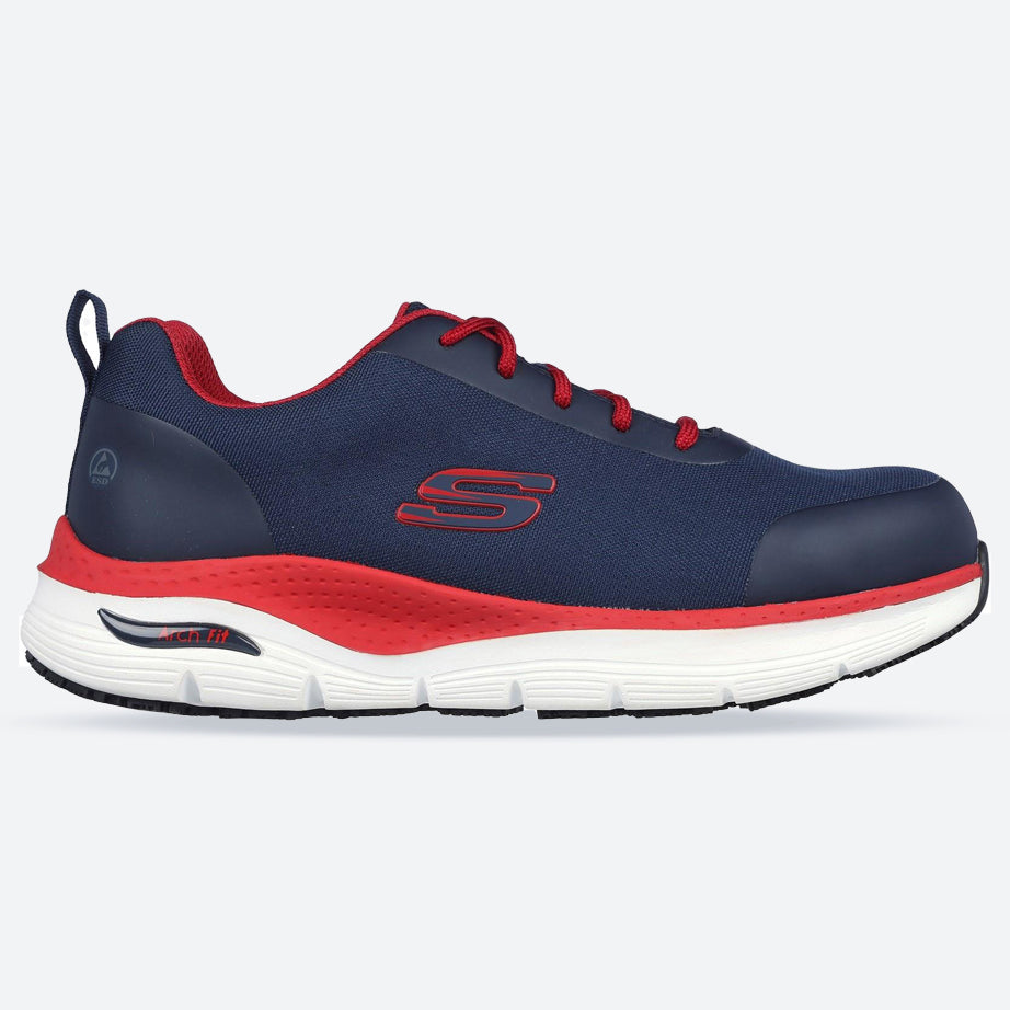 Men's Wide Fit Skechers 200086EC Arch Fit Ringstap Safety Trainers - Red/Navy in Navy/Red - Image 1