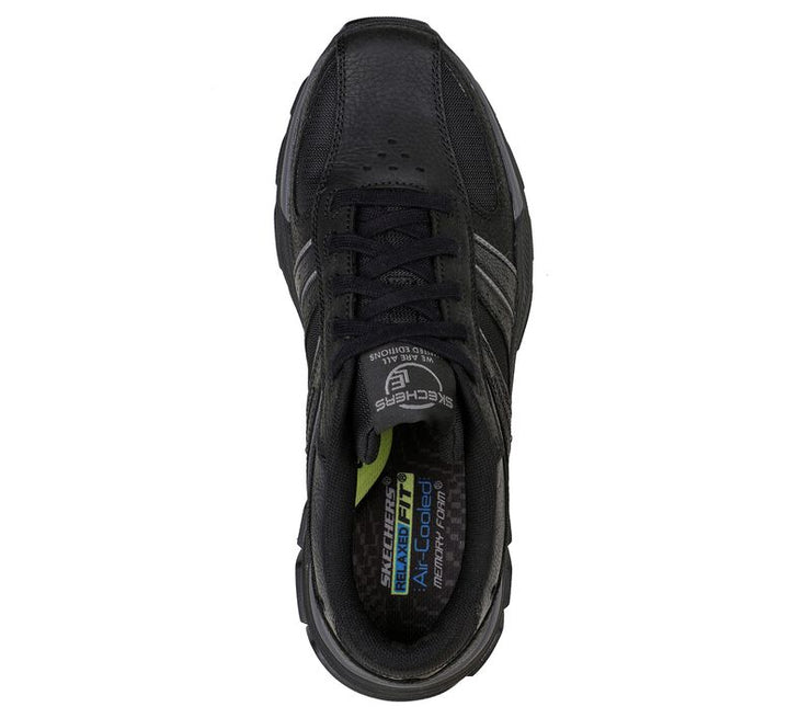 Men's Wide Fit Skechers 204330 Respected Edgemere Good Year Walking Trainers - Black