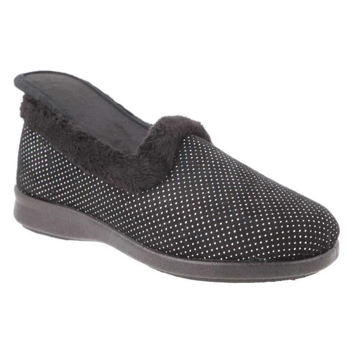 Women's Wide Fit DB Betony Slippers in Rose Velour / Shiny Dot - Image 1