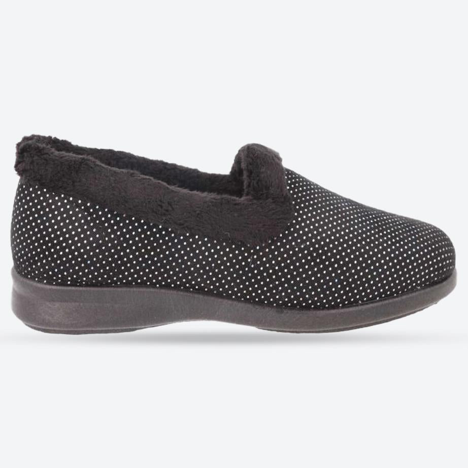 Women's Wide Fit DB Betony Slippers in Rose Velour / Shiny Dot - Image 1