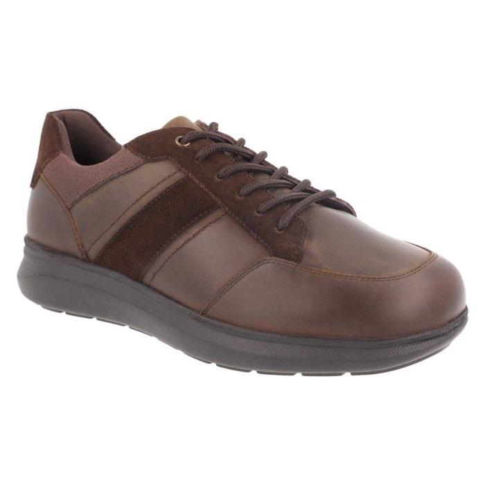 Men's Wide Fit DB Owen Lace Up Trainers in Black Leather / Black Suede - Image 1