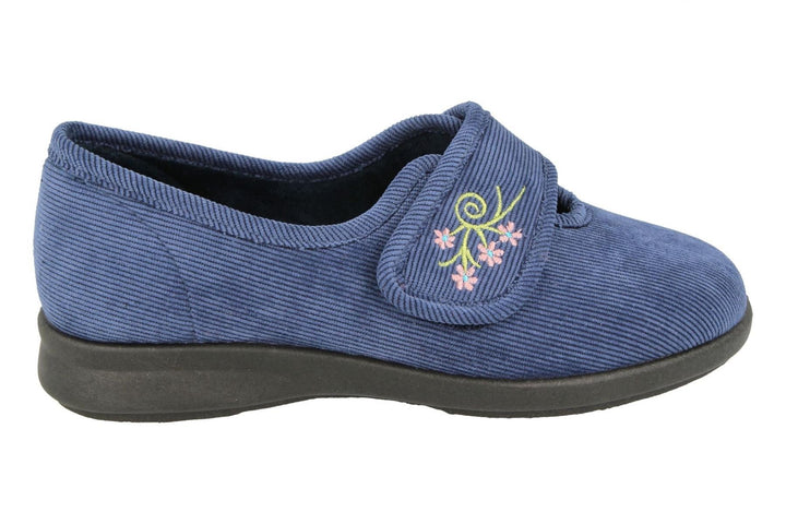 Womens Wide Fit DB Dallas Slippers in Denim Blue - Image 1