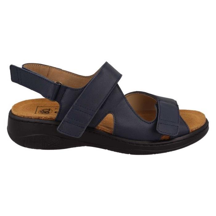 Women's Wide Fit DB Mallow Sandals in Navy Leather - Image 2