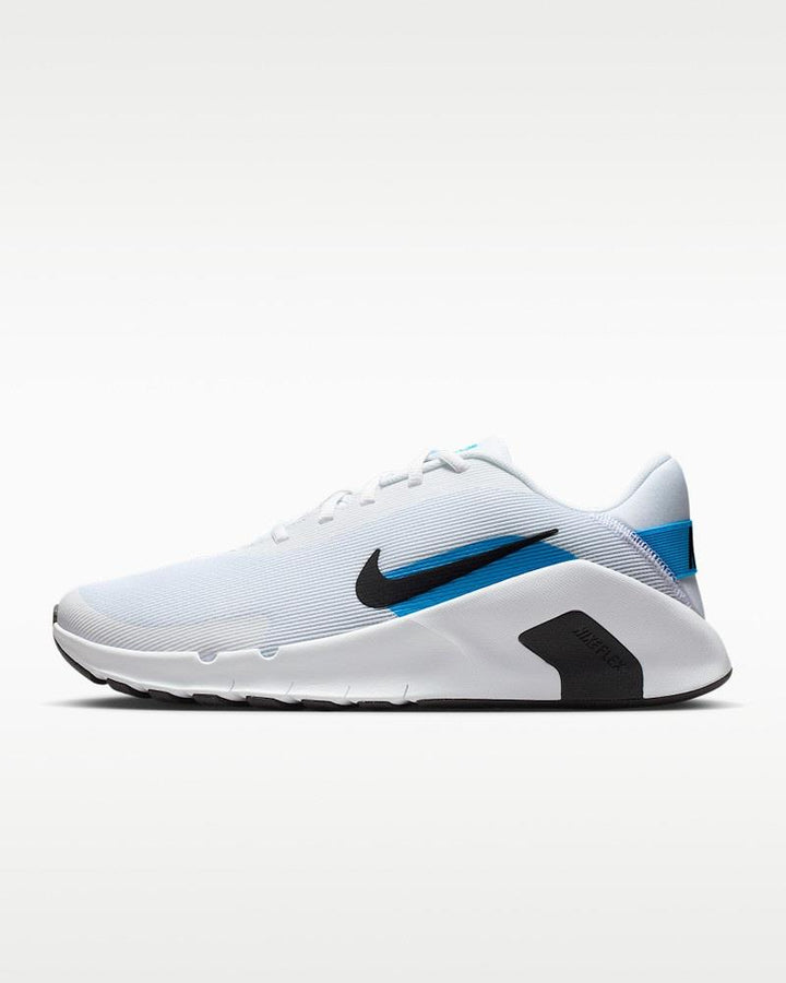 Men's Wide Fit Nike Flex HV9977-101 Running Trainers in White/Black Blue - Image 1