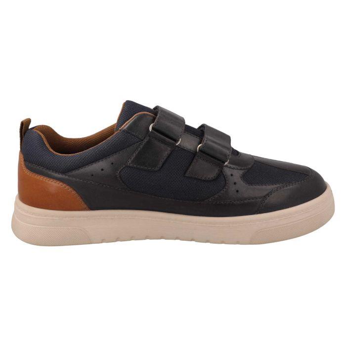 Men's Wide Fit DB Jude Shoes in Navy Leather / Navy Mesh - Image 1