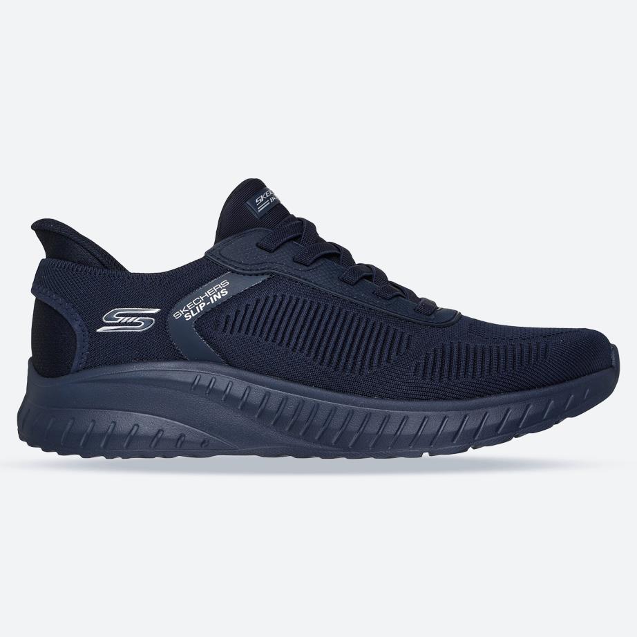 Men's Wide Fit Skechers Slip-ins 118312 Bobs Sport Squad Chaos Solid Step Trainers in Dark Grey - Image 1