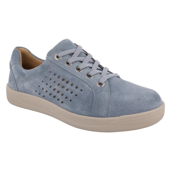 Women's Wide Fit DB Aleen Shoes in Sky Blue Suede - Image 3