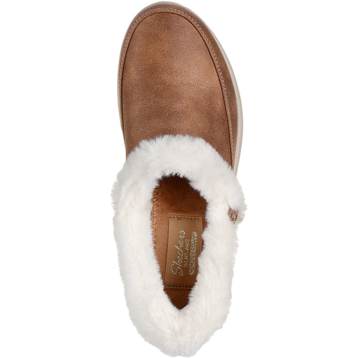 Women's Wide Fit Skechers 168114 Slip-ins Cozy Escape Slippers in Chestnut - Image 1