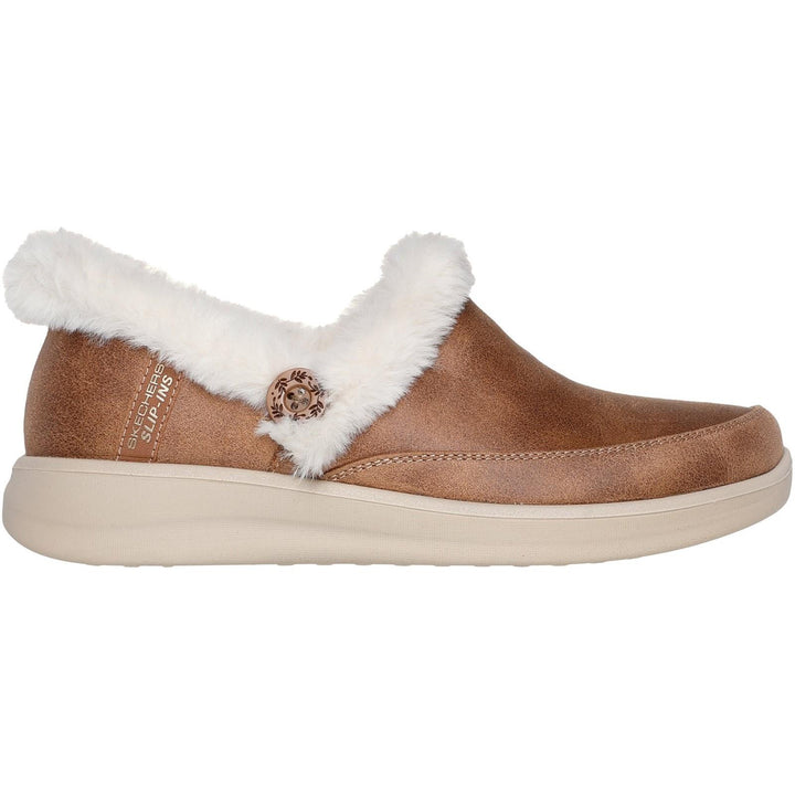 Women's Wide Fit Skechers 168114 Slip-ins Cozy Escape Slippers in Chestnut - Image 1