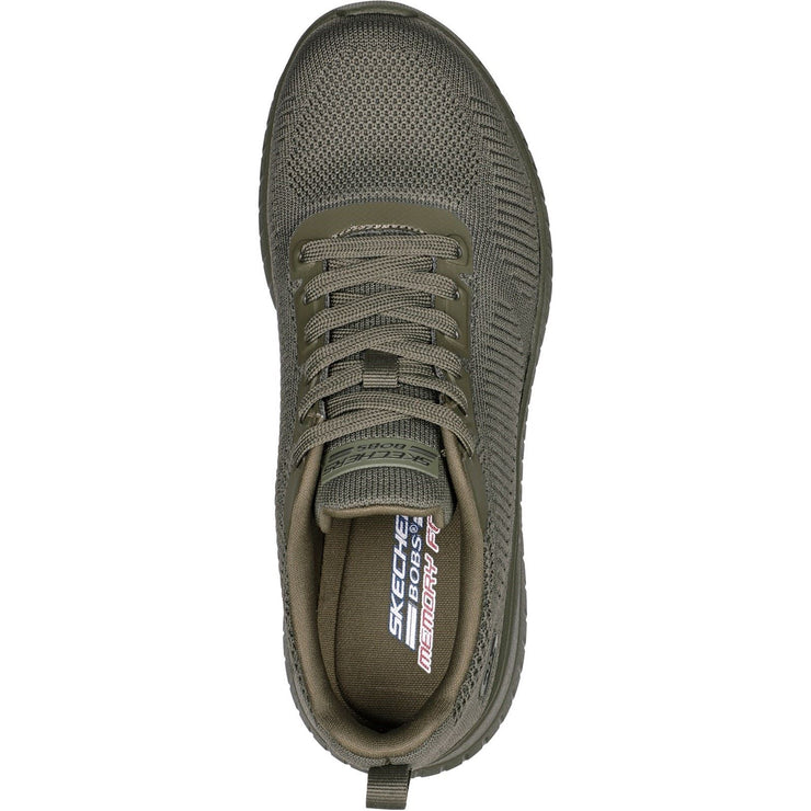 Women's Wide Fit Skechers 117209 Bob Squad Chaos Face Off Trainers - Olive